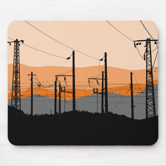 Industrial Sunset Power Lines Mousepad (Vorne)