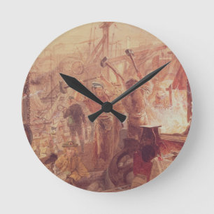 Industrie auf dem Tyne: Eisen und Kohle (w/c) Runde Wanduhr