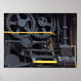 Industrie Eisenbahn Zugmotor Räder und Zahnräder Poster