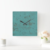 INDUSTRIE | Flaky blue painture plus Buchstaben Quadratische Wanduhr (Zuhause)