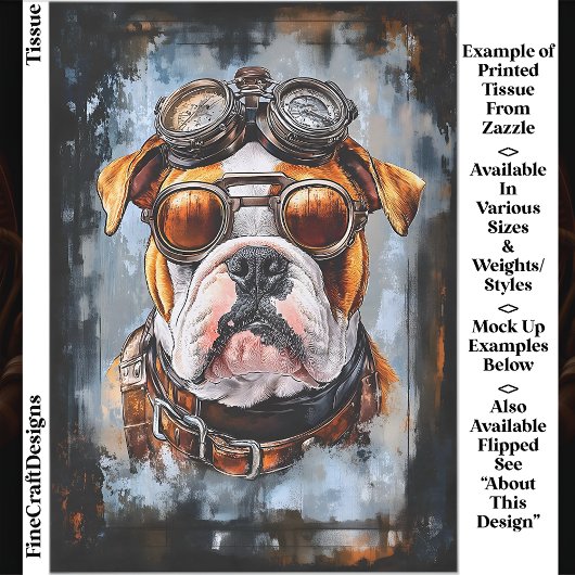 Industrie Retro Steampunk Bulldog EF2L Decoupage Seidenpapier