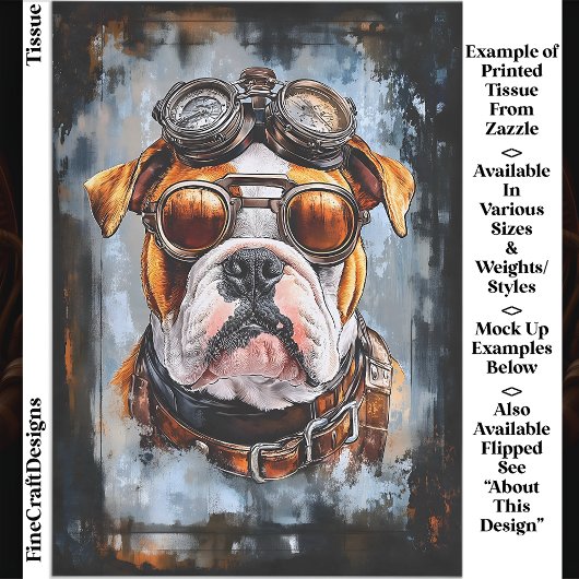Industrie-Retro-Steampunk-Bulldog-EF2R-Decoupage Seidenpapier