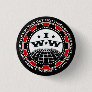 Industriearbeiter des Knopfes der Welt IWW Button