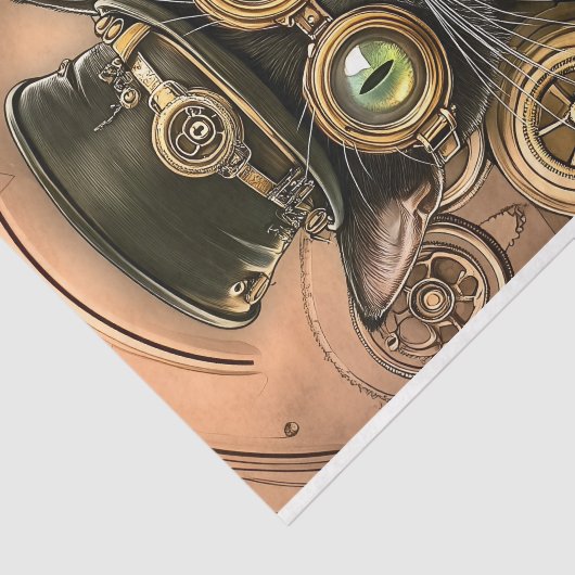 Industriebrass Steampunk Kat Kitty AB7 Decoupage Seidenpapier (Ausschnitt)