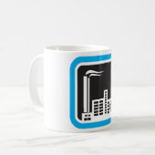 Industriefabriksymbol mit Schornsteinen Kaffeetasse (Vorderseite Links)