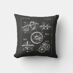 Industriegetriebe Blueprint-Design Kissen