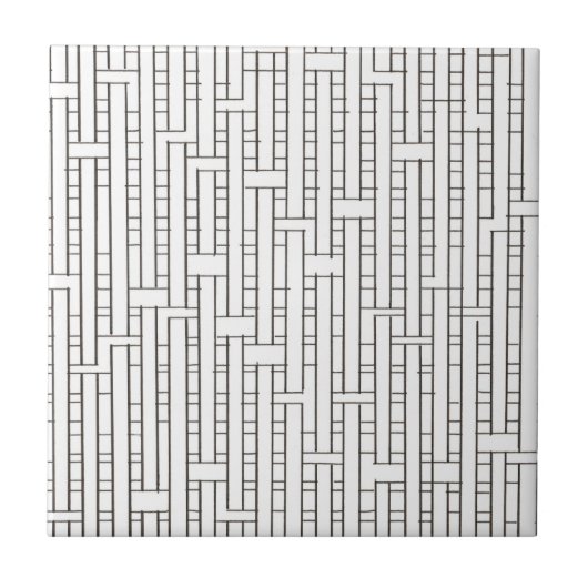 Industriegitter Schwarz und Weiß Moderne Minimalis Fliese (Vorderseite)