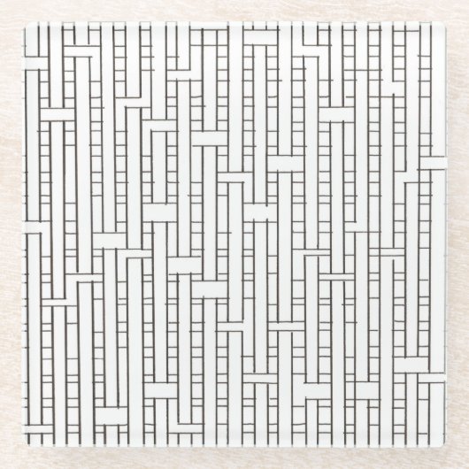 Industriegitter Schwarz und Weiß Moderne Minimalis Glasuntersetzer (Vorderseite)