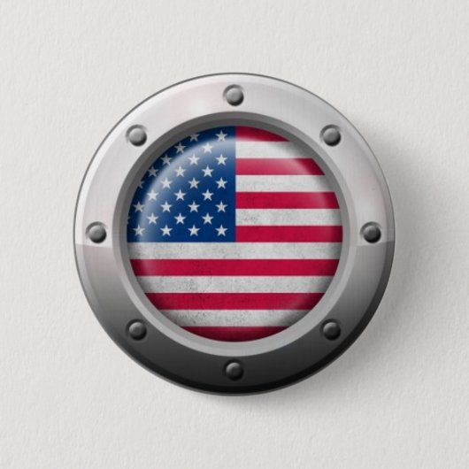 Industrielle amerikanische Flagge mit Stahlgraphik Button (Vorderseite)