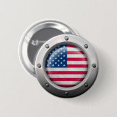 Industrielle amerikanische Flagge mit Stahlgraphik Button (Vorne & Hinten)