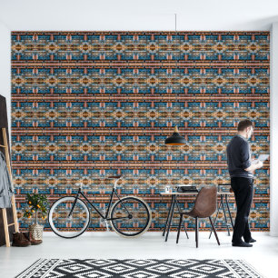 Industrielle Architektur in Blau und Rost groß Tapete