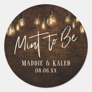 Industrielle Backsteine Vintage Edison-Lichter Min Runder Aufkleber