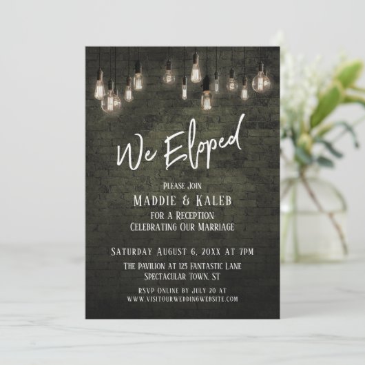 Industrielle Brille mit Edison Lights - Wir haben Einladung (Stehend Vorderseite)