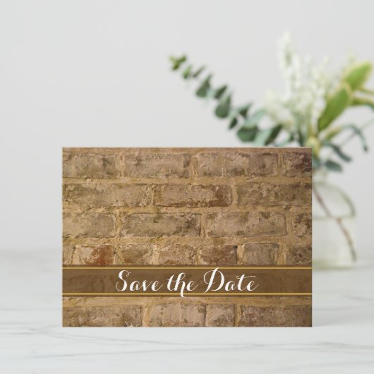 Industrielle Chic Bricks Hochzeit retten das Datum Save The Date (Stehend Vorderseite)