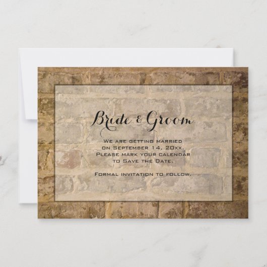 Industrielle Chic Bricks Hochzeit retten das Datum Save The Date (Rückseite)