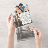 Industrielle Eleganz Moderne schicke Hochzeit All In One Einladung (Abreißen)