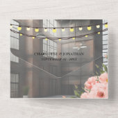 Industrielle Eleganz Moderne schicke Hochzeit All In One Einladung (Rückseite)