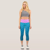 Industrielle elektrische Rosa- und Blaustreifen Capri Leggings (Vorderseite)