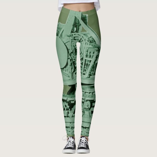 Industrielle grüne Metallmaschinen Leggings (Vorderseite)