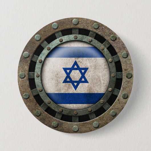 Industrielle israelische Flaggen-Disc-Stahlgraphik Button (Vorderseite)