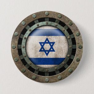 Industrielle israelische Flaggen-Disc-Stahlgraphik Button