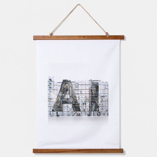 Industrielle Letternarchitektur Kunst Wandteppich Mit Holzrahmen (Vorderseite)