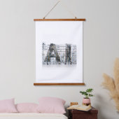 Industrielle Letternarchitektur Kunst Wandteppich Mit Holzrahmen (Schlafzimmer)