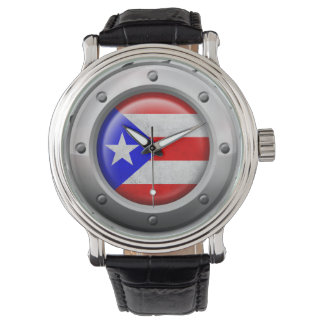 Industrielle Puerto-Rico-Fahne Armbanduhr