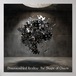 Industrielle Puzzle-Sphäre: Abstrakte Schwimmskulp Poster