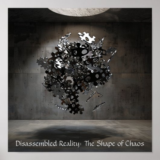 Industrielle Puzzle-Sphäre: Abstrakte Schwimmskulp Poster (Vorne)