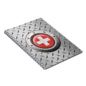 Industrielle Schweizer Flagge mit Stahlgraphik Notizblock (Rechte Seite)