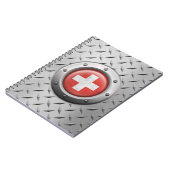 Industrielle Schweizer Flagge mit Stahlgraphik Notizblock (Linke Seite)