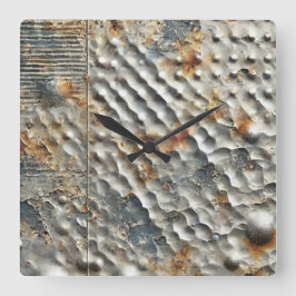 Industrielle Sci-Fi Metallstruktur Quadratische Wanduhr