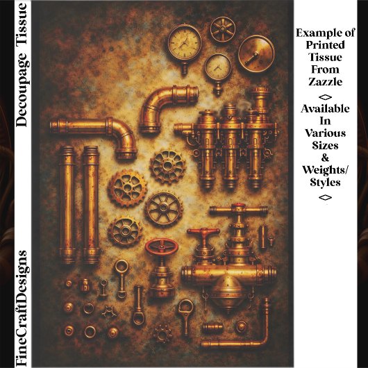 Industrielle Steampunk-Elemente Set FH1 Decoupage Seidenpapier