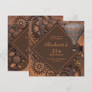 Industrielle Steampunk-Vintage-Geburtstagseinladun Einladung