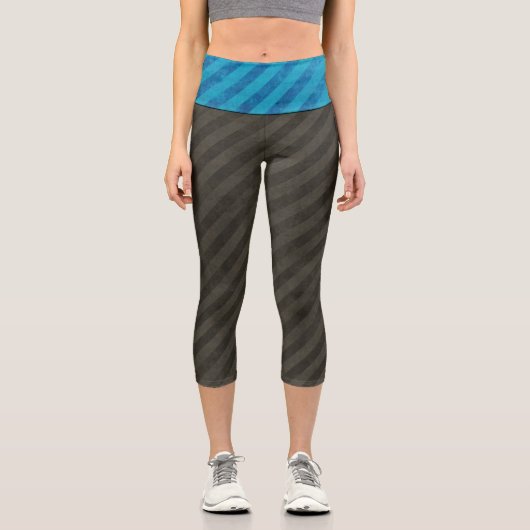 Industrielle Streifen für Blau und Stahl Capri Leggings (Vorderseite)