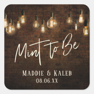 Industrielle Ziegel Vintage Edison-Lichter Mint zu Quadratischer Aufkleber