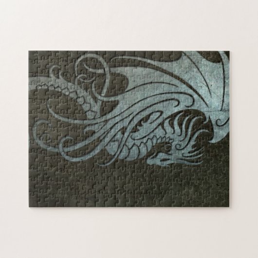 Industrieller Stahlfliegen-Drache - links Seite Puzzle (Horizontal)