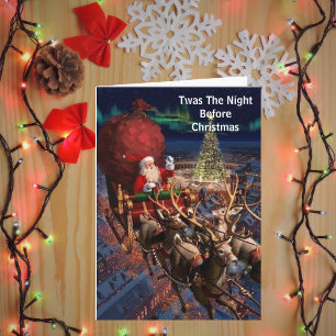Industrieller Vintage Weihnachtsmann Fliegendes Re Karte
