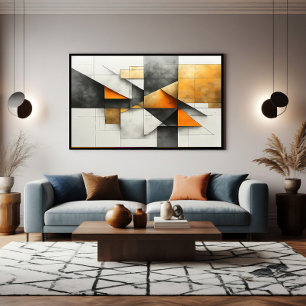 Industrielles abstraktes geometrisches Orange Gold Leinwanddruck