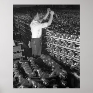 Industrielles Foto - halbe Bahn-Kurbelwellen WW2 Poster