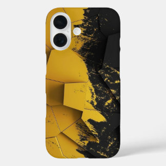Industrielles Gelb und Schwarz abgenutztes Sechsec iPhone 16 Hülle