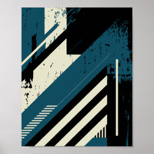 Industrielles geometrisches Muster mit Grunge-Text Poster