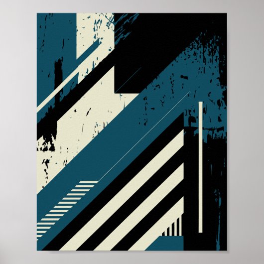 Industrielles geometrisches Muster mit Grunge-Text Poster (Vorne)