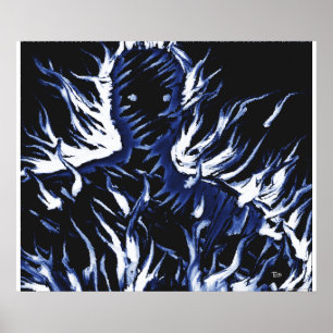 Industrielles Goth Metallic Blaues Wesen Cyber Scf Poster