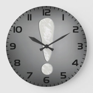 Industrielles Grunge-Ausrufezeichen-Symbol Große Wanduhr