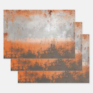 Industrielles Orange und Silber Metallisch Geschenkpapier Set