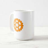 Industrielles oranges Zahnrad Kaffeetasse (Vorderseite Links)