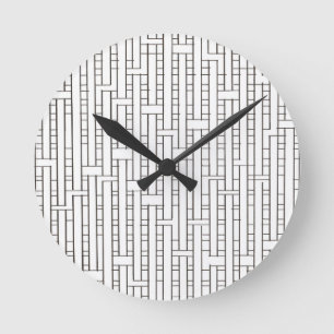 Industrielles Raster-Schwarz-Weiß-Moderne Minimali Runde Wanduhr