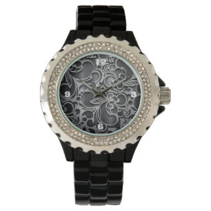 industrielles steampunk metallisches Stahlmuster Armbanduhr